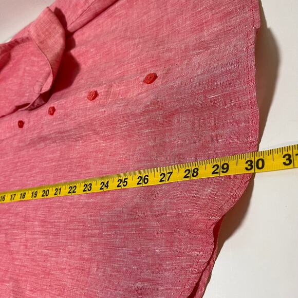 Chicos 100% Linen No Iron Button Up Shirt Pink Red Coral Size 1 Collar Summer - Picture 6 of 9
